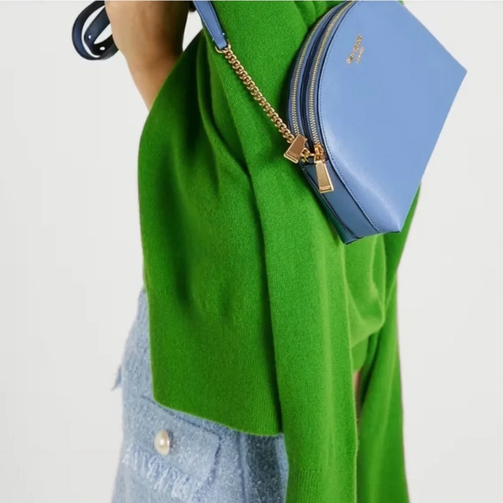 Kate Spade Blue Dome Crossbody Bag with Gold Chain